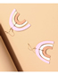 Fashion Deep Pink Half Circle Fan-shaped Spray Paint Alloy Contrast Earrings