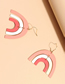 Fashion Deep Pink Half Circle Fan-shaped Spray Paint Alloy Contrast Earrings