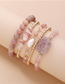 Fashion Pink Pearl Beaded Geometric Multi-layer Stretch Cord Bracelet