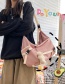 Fashion Pink Bear Pendant Large-capacity Canvas Buckle Stitching Contrast Color Crossbody Shoulder Bag