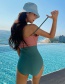 Fashion Color Mixing Contrast Stitching Strap One-piece Swimsuit