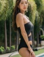 Fashion Black One-shoulder Hollow Solid Color One-piece Swimsuit