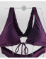 Fashion Purple Leaky Back Cutout Strap One-piece Swimsuit