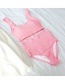 Fashion Pink High Waist Underwire Lace Split Swimsuit