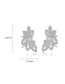 Fashion Platinum Copper Inlaid Zircon Flower Hollow Earrings