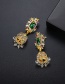 Fashion Gold Copper Inlaid Zircon Moon Bell Geometric Earrings