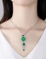 Fashion Platinum Geometric Long Necklace With Green Chalcedony And Copper Inlaid Zircon