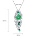 Fashion Platinum Geometric Long Necklace With Green Chalcedony And Copper Inlaid Zircon