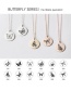 Fashion Rose Gold-220 Butterfly Hollow Stainless Steel Round Necklace (15mm)