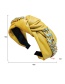 Fashion Yellow Pu Knotted Leather Thick Chain Wide Brim Headband