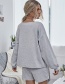 Fashion Gray Round Neck Loose Long Sleeve Shorts Suit