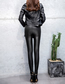 Fashion Black Velvet Faux Leather Skinny And Velvet Thick Cropped Pants