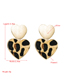 Fashion Brown Leopard Alloy Heart-shaped Frosted Earrings