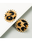 Fashion Brown Round Alloy Leopard Print Flocking Earrings