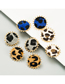 Fashion Brown Round Alloy Leopard Print Flocking Earrings