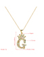 Fashion Z Gold Letter Crown Necklace With Copper And Zircon Pendant