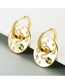 Fashion Gold Color Large Circle Serpentine Embossed Copper Plated Real Gold Earrings With Zircon