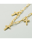 Fashion Gold Color Cross 18k Gold Plated Copper And Micro Inlaid Zircon Pendant Necklace