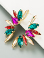 Fashion Pink Rhinestone Half Flower Shaped Alloy Diamond Earrings