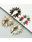 Fashion Pink Rhinestone Half Flower Shaped Alloy Diamond Earrings