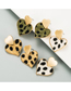 Fashion Brown Multi-layer Love Alloy Leopard Print Flannel Flocking Earrings
