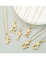 Fashion M Gold Brass Plating Micro-inlaid Zircon Crown Letter Necklace