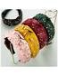 Fashion Yellow Broad-edged Knotted Diamond-studded Fabric Hair Band