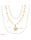 Fashion Silver Color Character Embossed Multilayer Pearl Alloy Necklace