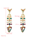 Fashion Ab Color Herringbone Alloy Earrings With Rhinestones