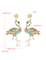 Fashion Red Flamingo Alloy Earrings With Rhinestones