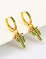 Fashion Color Real Gold Plated Cactus And Diamond Earrings