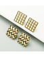 Fashion Square Grid Geometric Button Lattice Alloy Earrings