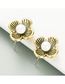 Fashion Bronze Flower Alloy Inlaid Pearl Earrings