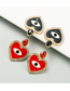 Fashion Red Heart-shaped Eyes Diamond And Alloy Drop Earrings