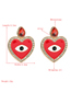 Fashion Red Heart-shaped Eyes Diamond And Alloy Drop Earrings