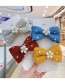 Fashion Blue Bow-hairpin Knitted Yarn Bow And Pearl Flower Hairpin