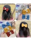 Fashion Blue Bow-hairpin Knitted Yarn Bow And Pearl Flower Hairpin