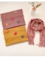 Fashion Korean Pink 2 Years Old -12 Years Old Flower Tassel Woolen Knitted Children Scarf