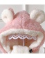 Fashion Pink 6 Months-4 Years Old Little Bear Plush Contrast Color Childrens Hat And Scarf