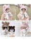 Fashion Khaki 6 Months-4 Years Old Bear Plush Contrast Color Childrens Hat And Scarf