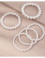 Fashion White Large And Small Pearl Stretch Thread Beaded Multi-layer Bracelet