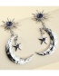 Fashion Silver Color Diamond Star Moon Alloy Earrings