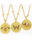 Fashion Butterfly Round Medal Gold Coin Butterfly Elephant Pendant Necklace