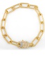 Fashion Type A Chain Lock Gold-plated Copper Bracelet With Diamonds