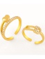 Fashion Lock Shape Love Lock-shaped Gold-plated Copper Open Ring With Zircon