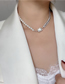 Fashion White Diamond Square Pearl Stitching Necklace