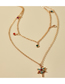 Fashion Gold Color Multi-layered Necklace With Geometric Stars And Diamonds