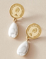 Fashion Shell Asymmetric Circle Eye Wings Micro-inlaid Zircon Pearl Earrings