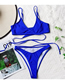 Fashion Royal Blue Solid Color Bandage Cutout Split Swimsuit