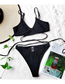 Fashion Black Solid Color Bandage Cutout Split Swimsuit